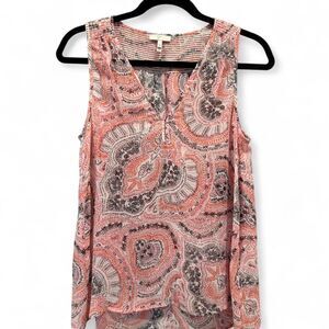Joie 100% silk paisley print sleeveless v-neck top, Size XS